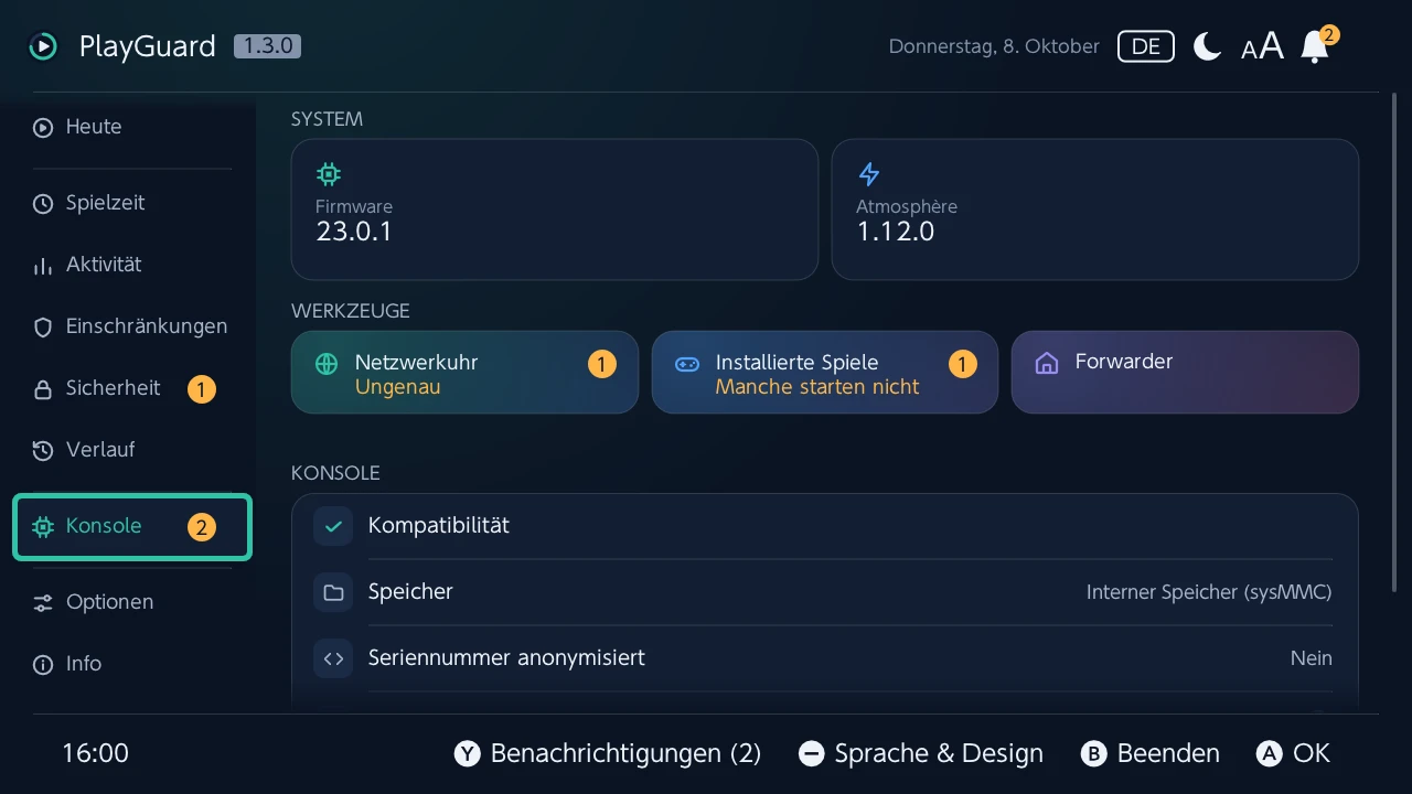 Konsole: Firmware, Atmosphère und was auf der Konsole läuft