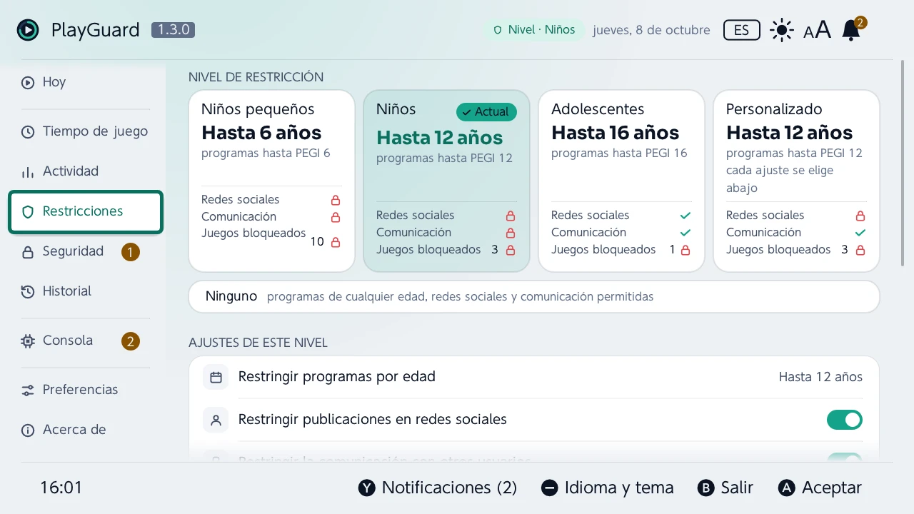 Restricciones: el nivel de restricción y lo que permite
