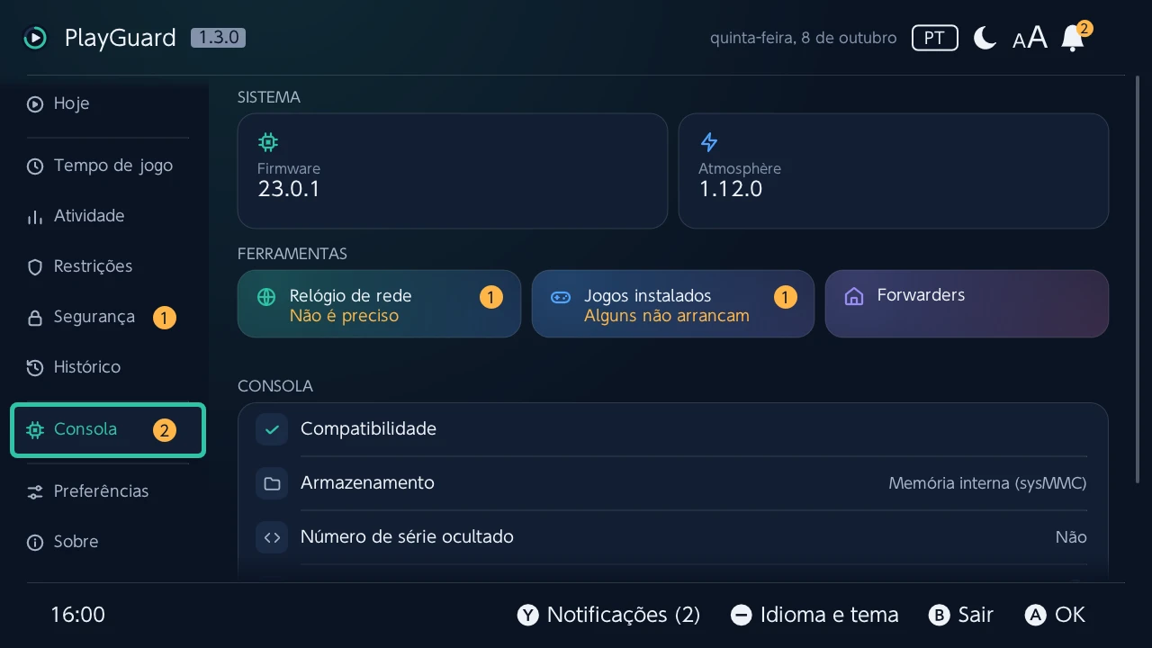 Consola: o firmware, o Atmosphère e o que a consola executa